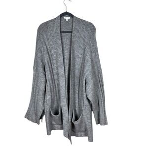 Top Shop Cozy Knit Slouchy Duster Cardigan Size 12 Oversized Grey Asymmetrical